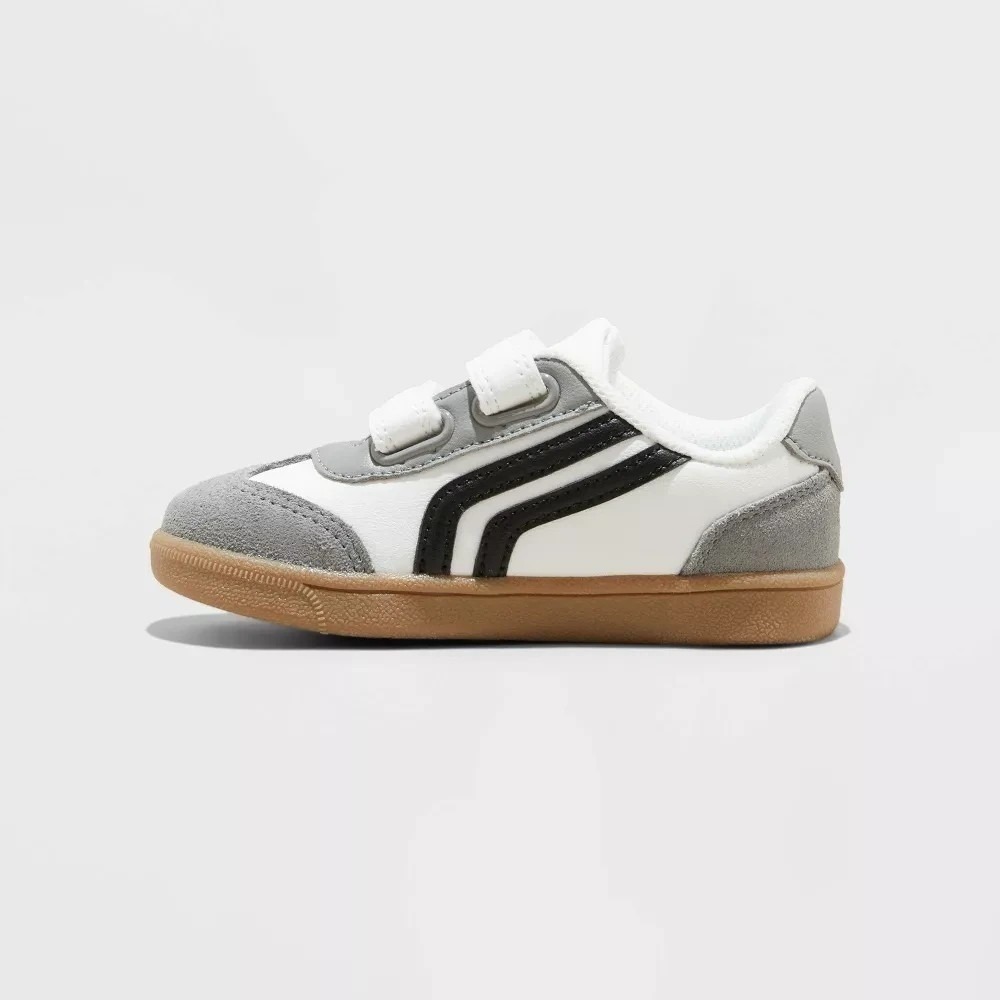 Cat & Jack Dakota Retro Court Sneakers Baby Boy Size 6 White Gray Faux Leather - Picture 8 of 9